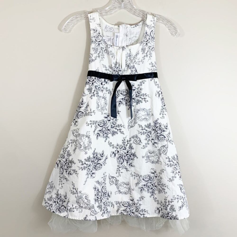 Bonnie Jean Cream/Black Floral Fit & Flare Dress